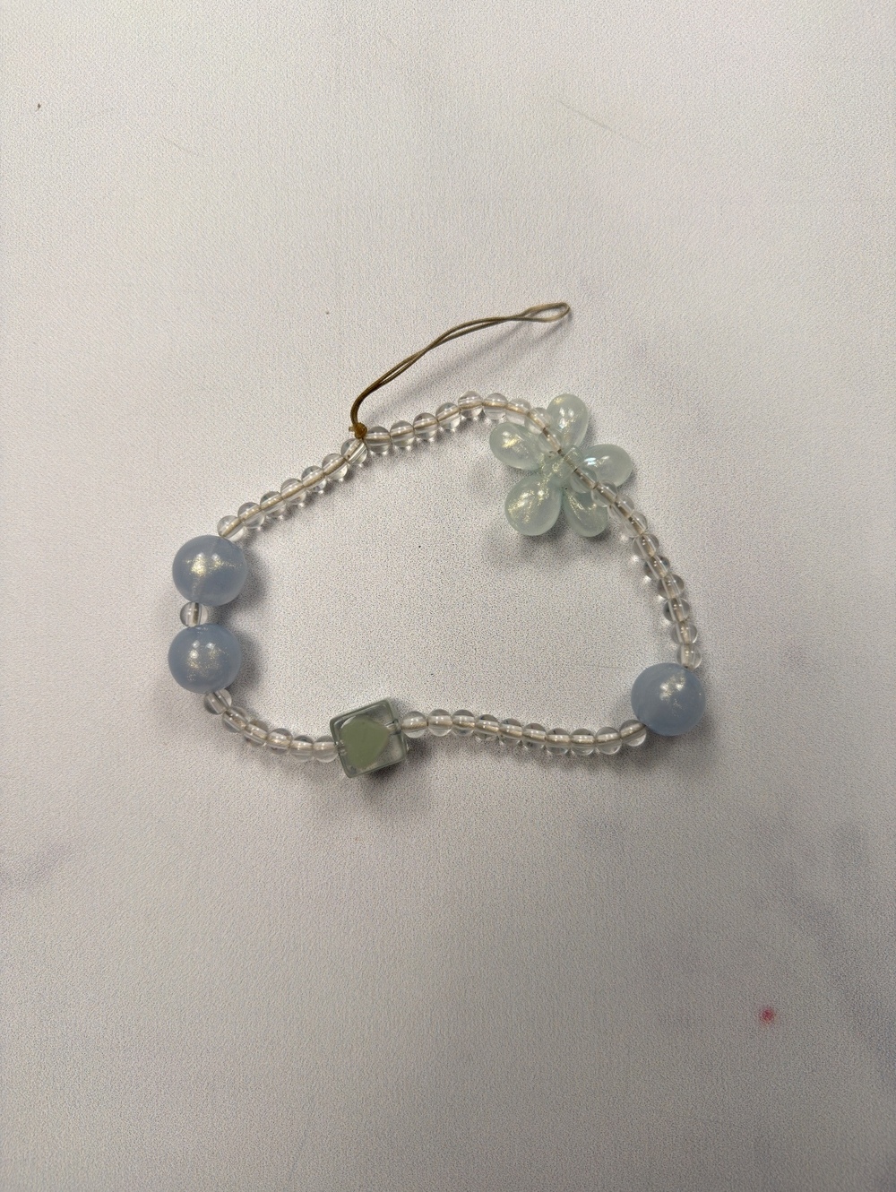 Beaded Clear Blue Flower Bracelet Women Accessory